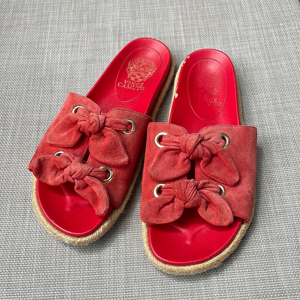 Vince Camuto Jazzan Red Leather Sandal Slides